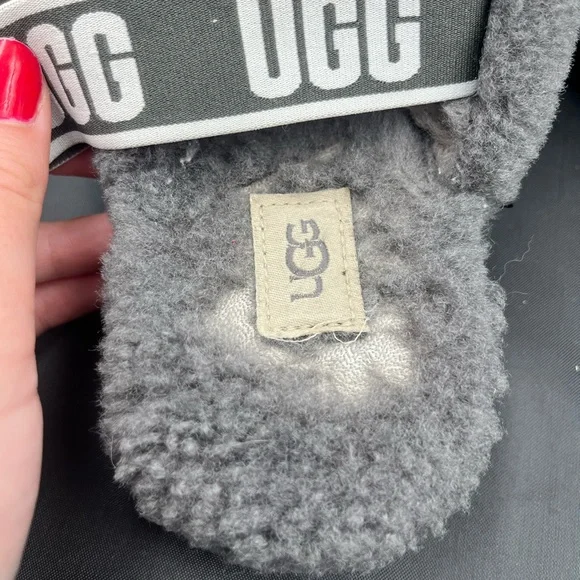 UGG Charcoal Fluffy Slides - Picture 11 of 11